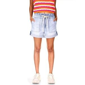 Sanctuary Roll Cuff Touring Twill Pull-On Tie Waist Shorts Womens XL Quartz Blue